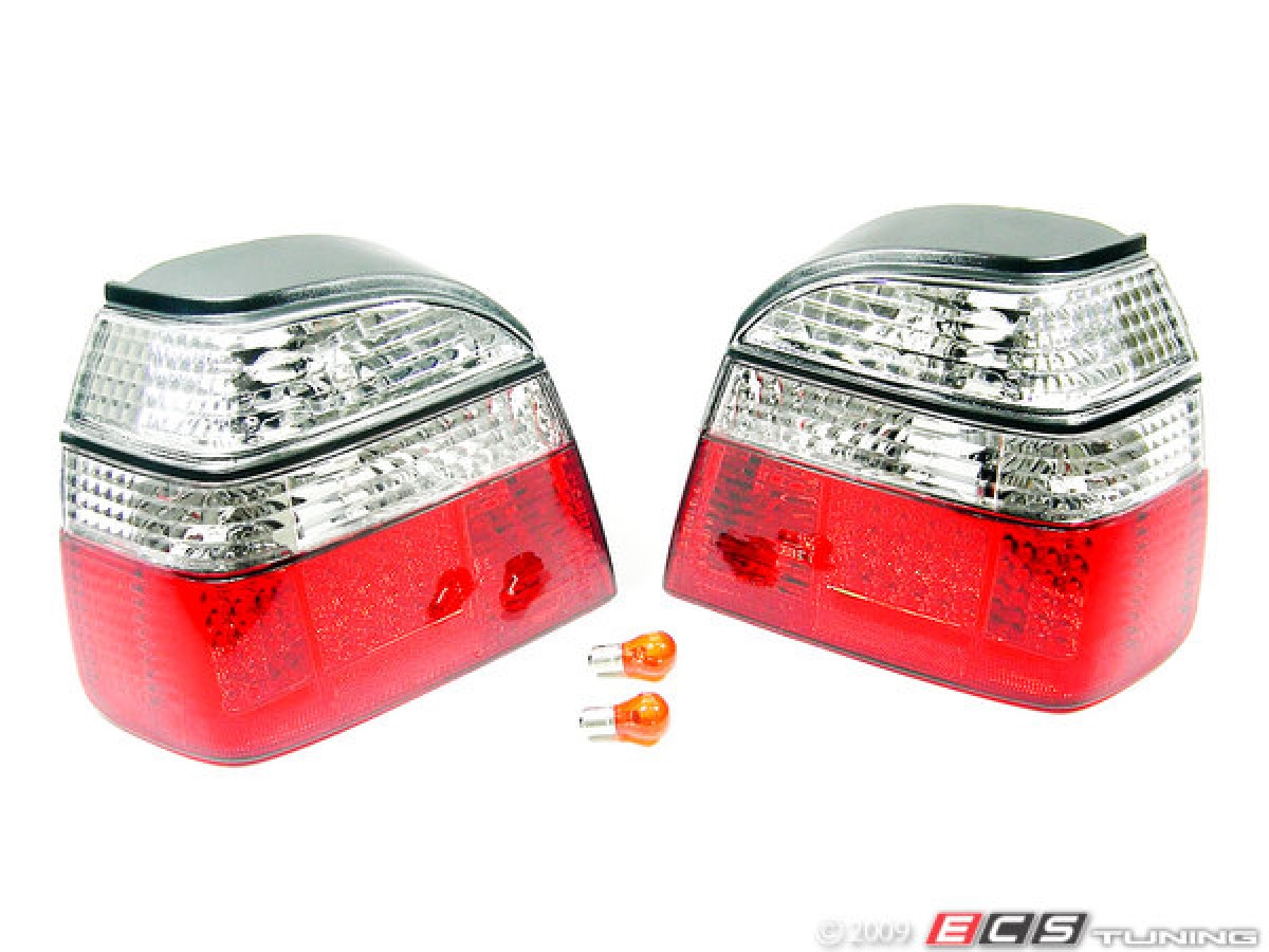 Depo Golf MK3 Tail Light Set - Clear/Red