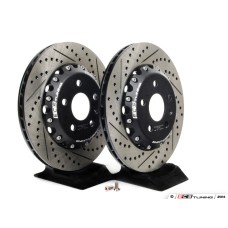 Rear Cross-Drilled & Slotted 2-Piece Semi-Floating Brake Rotors - Pair (310x22)